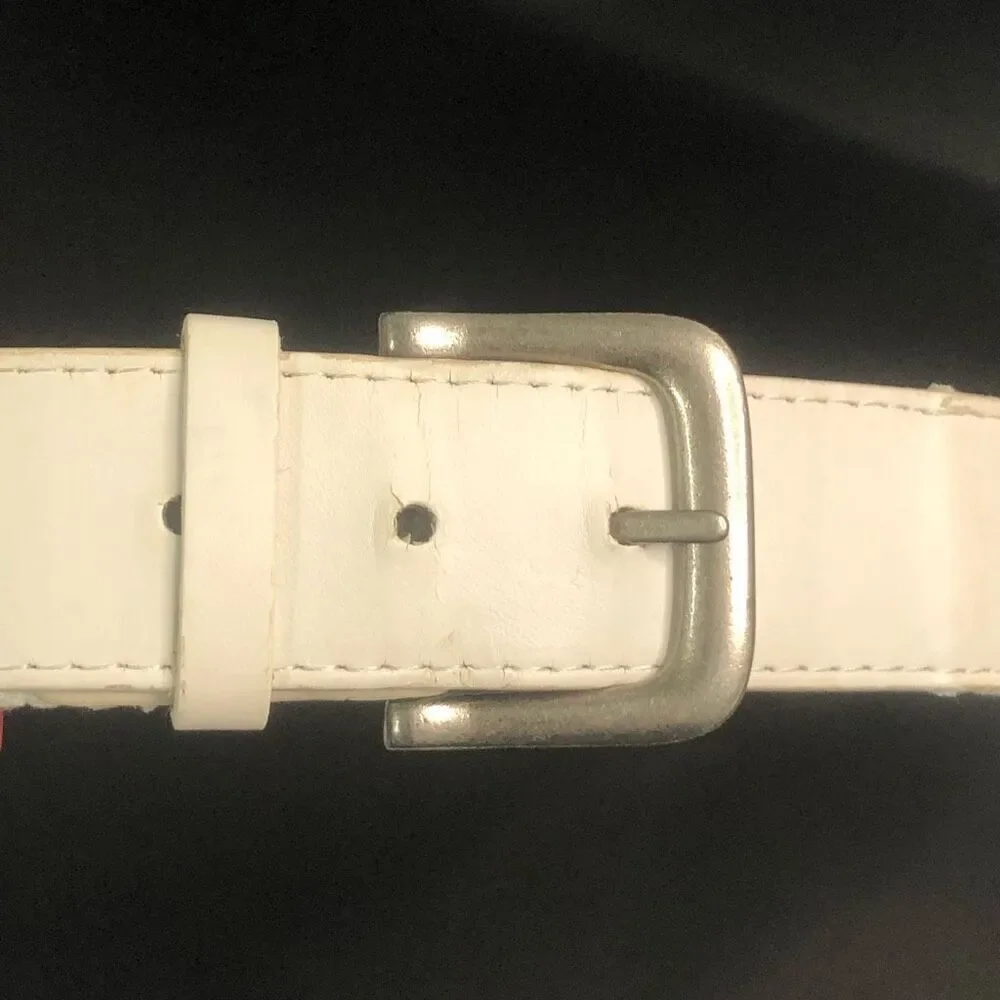 White Canvas‎ Webbing Belt Multi Color Studded Grommet Y2K Style Size M S051349